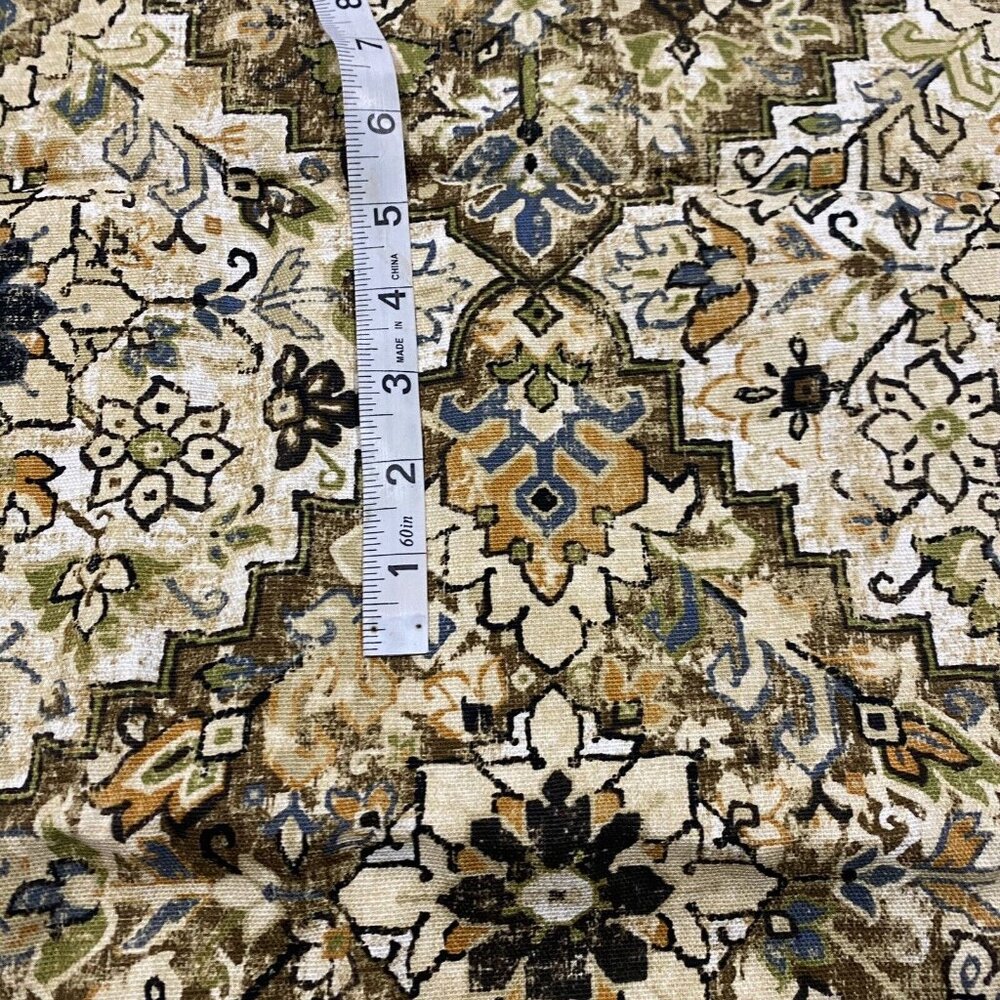 Waverly Fabric 2 Yards X 44” Inspirations Green Brown Beige Duck Thick Damask - Picture 2 of 3